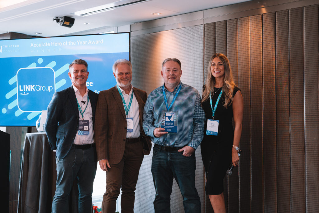 Trintech congratulates Lee Bardoe with Link Group, our EMEA Accurate Hero of the Year award winner, at Trintech Connect 2024.