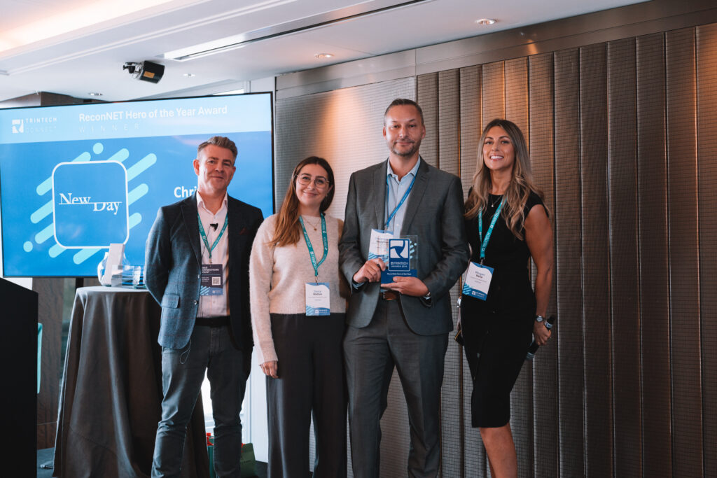 Trintech congratulates Chris Houghton with NewDay, our EMEA ReconNET Hero of the Year award winner, at Trintech Connect 2024.