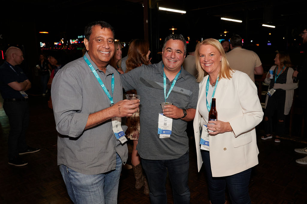 Sunil Padiyar, Tamir Sigal and Clodaugh Swennumson at Trintech's customer awards dinner